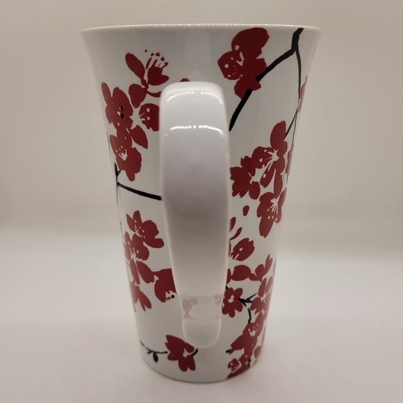222 Fifth Mia Blossom Red Porcelain Fine Tall Coffee Mug Cup - Picture 2 of 10